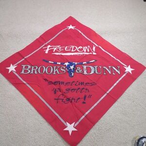 Brooks & Dunn Vintage Concert Bandana Handkerchief Scarf Red Freedom America 250
